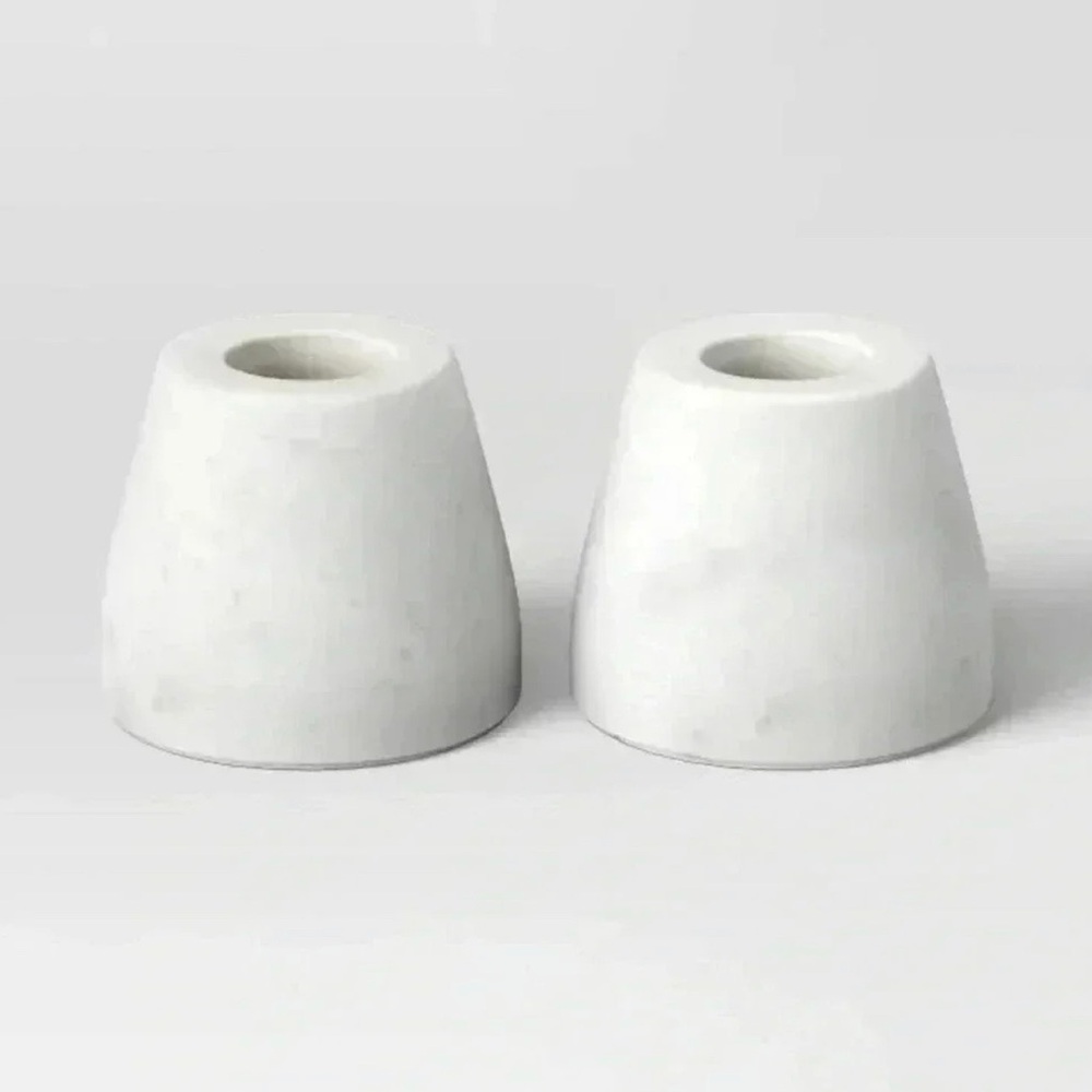 Threshold Marble Taper Candle Holders White - Set of 2